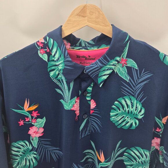 Birdie Bound Blue Tropical Golfing Polo Size XL - Picture 3 of 10